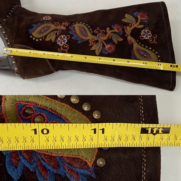 Vintage Goffredo Fantini Brown Suede Boots with Boho Floral Embroidery EU39.5 - Picture 17 of 17